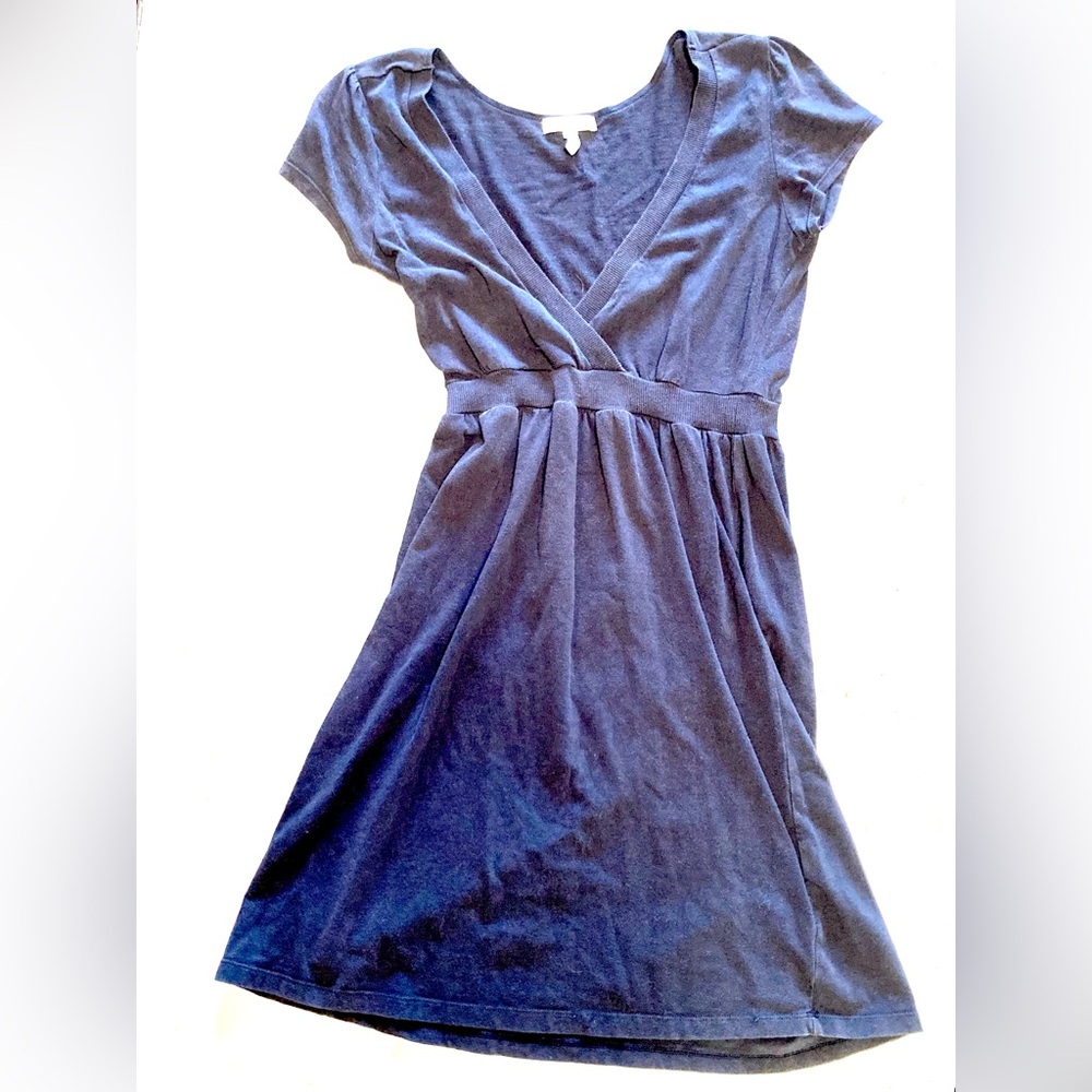 Black Fabric V Neck Dress
